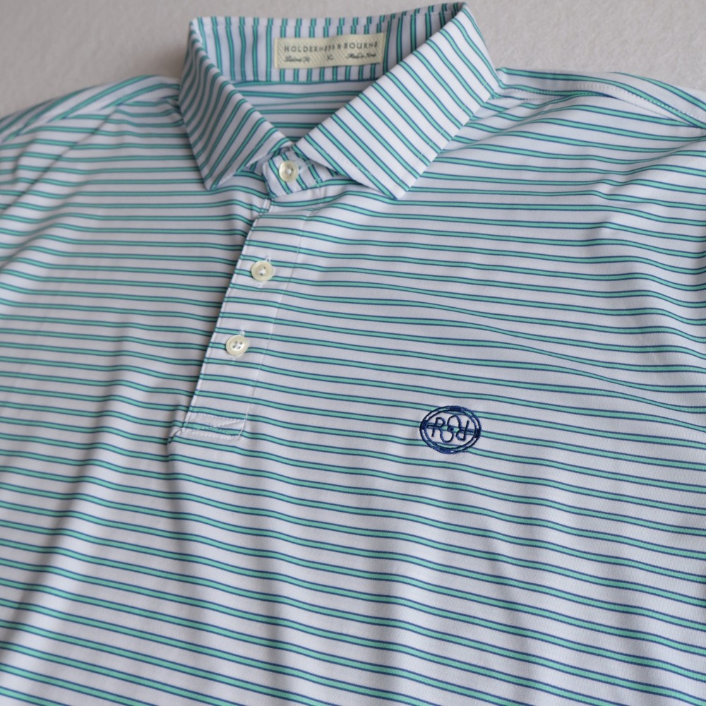 Holderness & Bourne Mens XL Tailored Fit Striped Performance Golf Polo Shirt